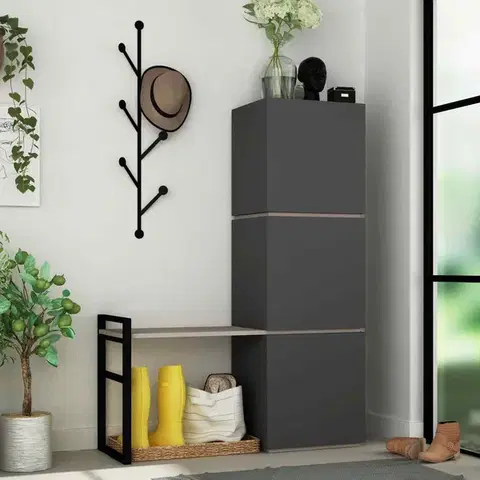 Predsieňové zostavy Dizajnová predsieňová zostava MEILO, antracit / svetlá mocca