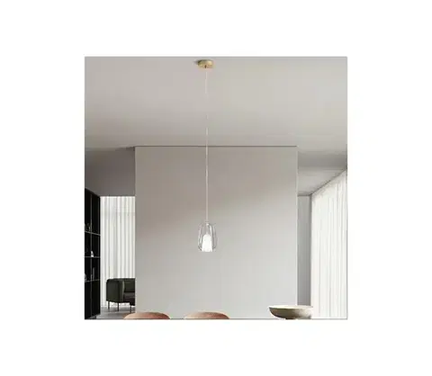 Svietidlá Ondaluce - Závesný luster na lanku TH 1xE27/15W/230V pr. 19 cm zlatá/číra SO.TH/1-TRASPA