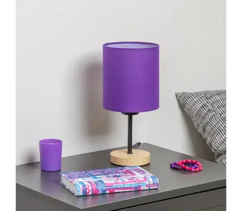 Lampy BRILAGI - Stolná lampa NUBILA WOOD 1xE27/25W/230V dub/fialová BG1567+BG1580