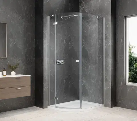Sprchové dvere POLYSAN - GLOBE CHROME  štvrťkruhová sprchová zástena 900x1000, číre sklo, ľavá GB2910LC