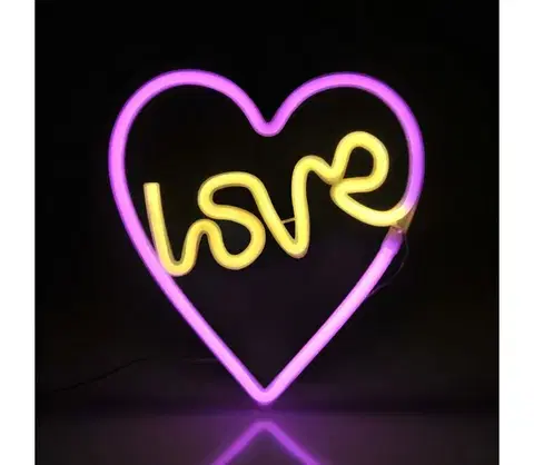 Svietidlá  LED Neónová nástenná dekorácia LOVE LED/3W/3xAA USB ružová 327154
