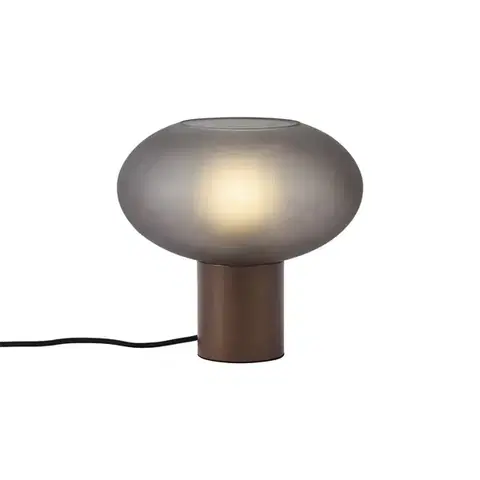 Stolné lampy Dizajnová stolná lampa bronzová s matným sivým sklom - Umbrella
