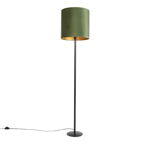 Stojace lampy Botanická stojaca lampa čierna so zeleným tienidlom 40 cm - Simplo