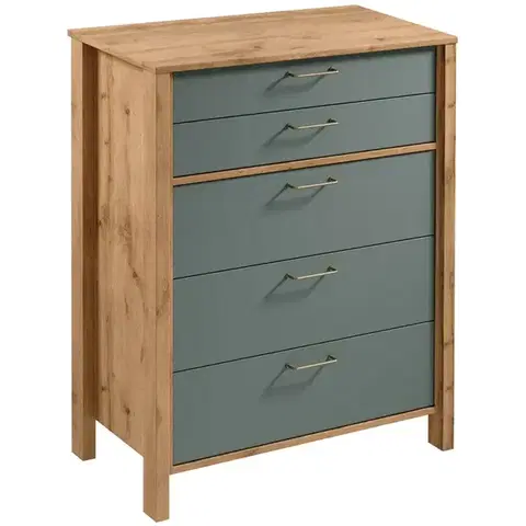 Komody do spálne Komoda Indygo K5S dub wotan-green