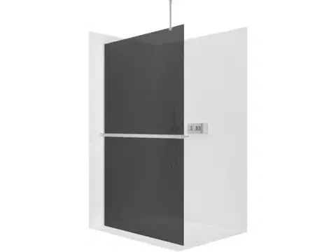 Držadlá k vani CERANO - Sprchová zástěna Walk-in Onyx Top Round L/P - 10 mm - kulatá vzpěra + polička/držák na ručníky - chrom, grafitové sklo - 150x200  CER-8050BD785918