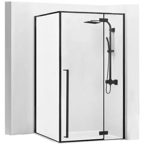Sprchovacie kúty REA/S - Sprchovací kút Fargo - matná čierna 80x100 s bielou sprchovou vaničkou Savoy KPL-K4906