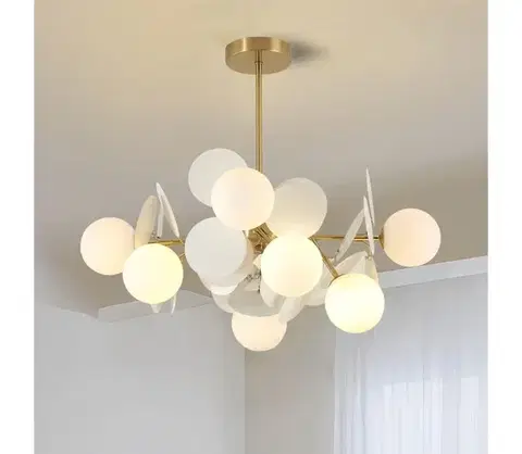 Svietidlá BRILAGI - Luster na tyči BALMO 8xG9/9W/230V pr. 60 cm zlatá/biela BRI459