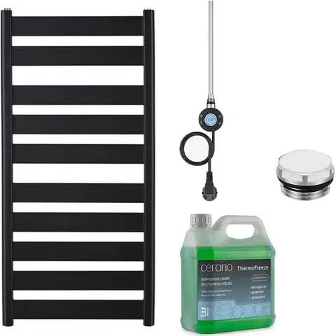 Doplnky do kúpeľne CERANO - Kúpeľňový elektrický radiátorový set Marco - WIFI - 600W - čierna matná - 1125x550 mm CER-978849