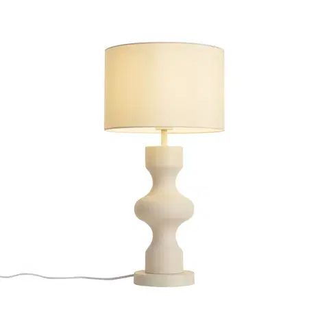 Stolné lampy Retro stolná lampa béžová s látkovým tienidlom - Captain