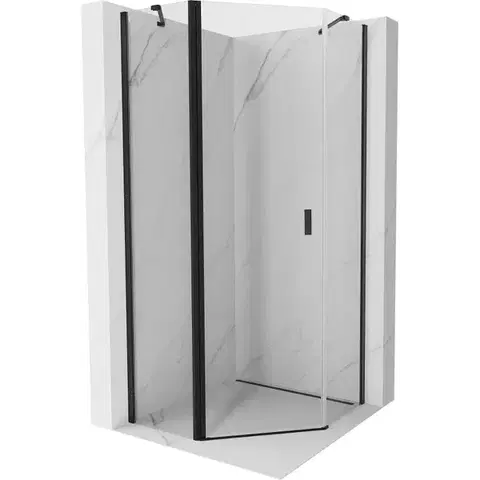 Sprchovacie kúty MEXEN/S - Mist sprchovací kút päťboký krídlový 90 x 90, transparent, čierna 8A8-090-090-70-00