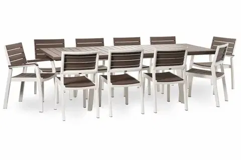 Záhradné plastové zostavy Elvisia Záhradný set GRIFFIN 10 + 1 | cappuccino