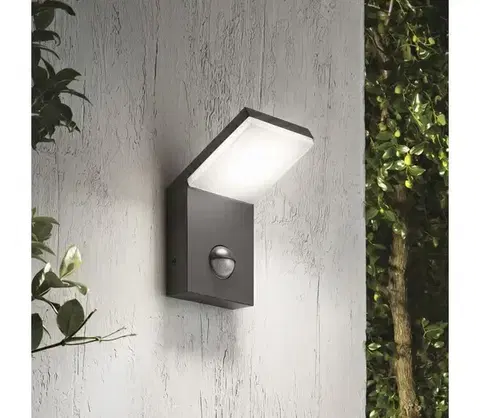 LED osvetlenie Ideal Lux - LED vonkajšie svietidlo so senzorom STYLE LED/9W/230V CRI 90 IP54 antracit 221519
