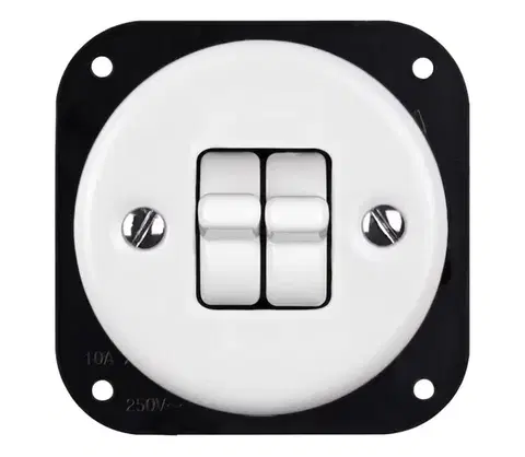 Predlžovacie káble Elhard - Keramický retro sériový vypínač s páčkou bez rámčeka č. 5 biely KV1205W