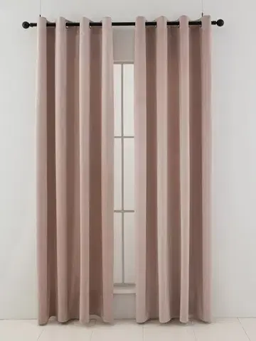 Závesy MKLozkoviny.sk Zamatové zatemňovacie závesy Cesar púdrové - 140 x 160 cm (2ks) - krúžky