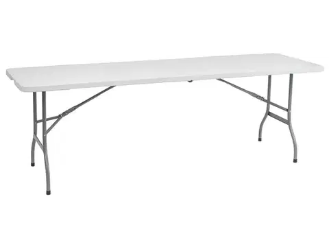 Záhradné stolíky NABBI Vivas cateringový skladací stôl 244x75 cm sivá / biela