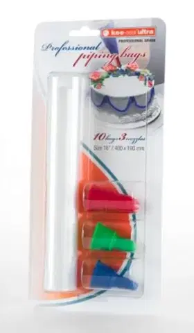 Dekorácie na tortu Kinekus Vrecko cukrárske na zdobenie 10 ks + 3 nadstavce 40x19 cm