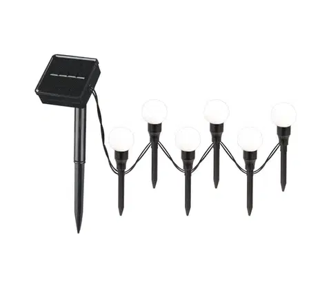 LED osvetlenie  LED Solárne svietidlo KULKI 6xLED/1,2V 600 mAh 4,3 m IP44 čierna/biela 330208
