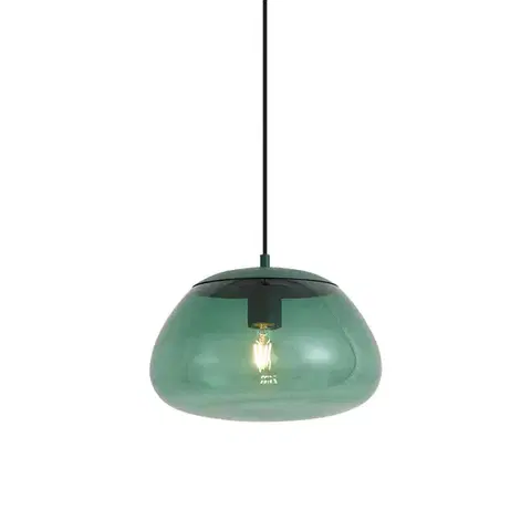 Závesné svietidlá Retro zelená závesná lampa so zeleným sklom - Giselle