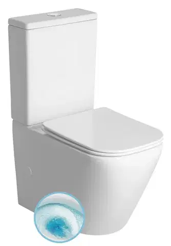 Záchody SAPHO - IMALA kombi WC, Vortex Rimless, spodný/zadný odpad, biela PC107V