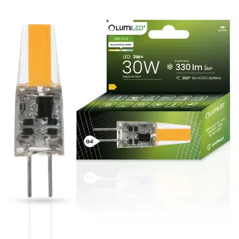 Žiarovky G4; MR11; GU4 Kapsula LED 3W 4000K 840 G4 330lm COB 12V