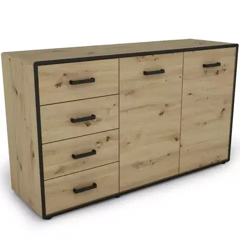 Komody do spálne Komoda Capannoli 148 4s 2d dub artisan/čierna