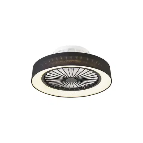 Stropné ventilátory Stropný ventilátor čierny so hviezdnym efektom 47cm vrátane LED stmievateľný s diaľkovým ovládaním - Emily