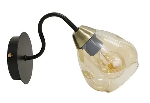 Bodové svetlá Nástenná lampa čierna/zlaté sklo dymové 1xE27 Unica