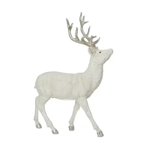 Vianočné dekorácie Figúrka Deer White 32x12x39 cm silver