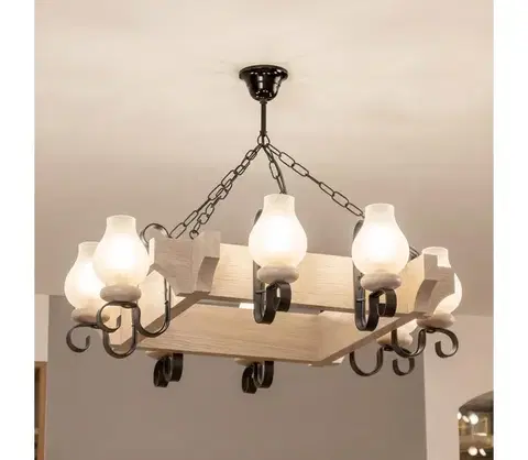 Svietidlá BRILAGI - Luster na reťazi QUEEN 8xE14/40W/230V dub EX-01107