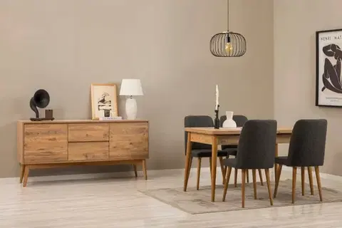 Jedálenské sety Set s rozkladacím stolom, stoličkami a konzolou (6 kusov) Vina 01 1053 - Atlantic Pine, Anthracite