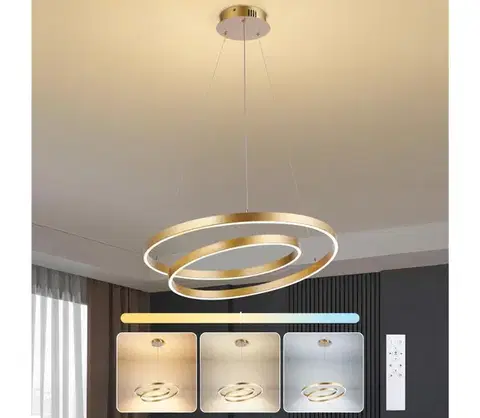 Svietidlá BRILAGI-LED Stmievateľný luster na lanku TWISTER LED/48W/230V priemer 50 cm zlatý +DO BRI482