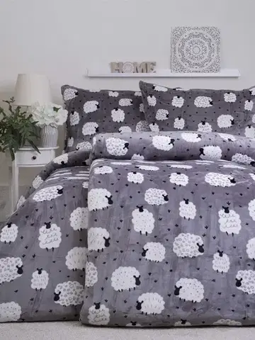 Obliečky MKLozkoviny.sk Obliečky mikroplyš Exclusive – Ovečky - 140 × 200 cm - 70 x 90 cm