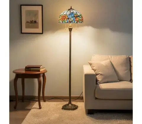 Lampy BRILAGI - Tiffany vitrážová stojacia lampa JUNGLE 2xE27/60W/230V BRF-12003