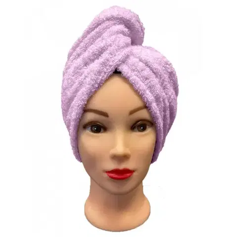 Uteráky Rýchloschnúci froté Turban na vlasy fialový TiaHome