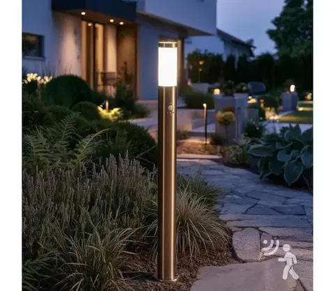 Záhradné lampy BRILAGI - Vonkajšia lampa so senzorom ELIA 1xE27/20W/230V IP44 100 cm chróm GD-ELR100-91