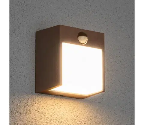 Svietidlá BRILAGI-LED Vonkajšie nástenné svietidlo so senzorom TERNI LED/12W/230V hnedé IP44 WO-HR60421S-OEM-RUST