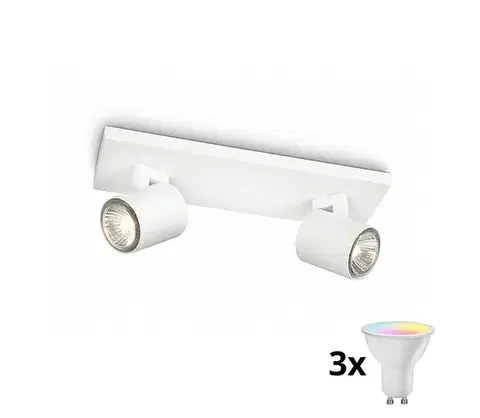 Svietidlá Philips - LED RGBW Stmievateľné bodové svietidlo RUNNER 2xGU10/6,5W/230V biela P1272+2xAI0589