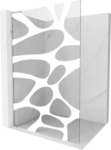 Sprchové dvere MEXEN/S - Kioto L Sprchová zástena WALK-IN 90 x 200, biely vzor, chróm 800-090-103-01-97