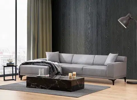 Sedacie súpravy Rohová sedacia súprava / Rohová pohovka Petra L Corner - Light Grey