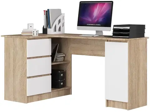 Písacie stoly Moderný písací stôl SCYL155L, dub Sonoma / biely