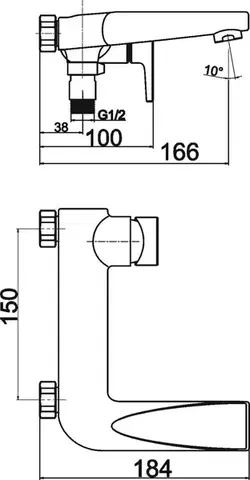 Kúpeľňové batérie NOVASERVIS - Vaňová nástenná batéria bez sprchovej súpravy 150 mm 42020/1,0