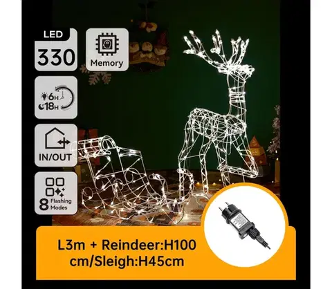 Vianočné dekorácie  B.V. -LED Vonkajšia dekorácia LED/3,6W/31/230V 2700K 90/45cm IP44 sob so sánkami B10303K6N
