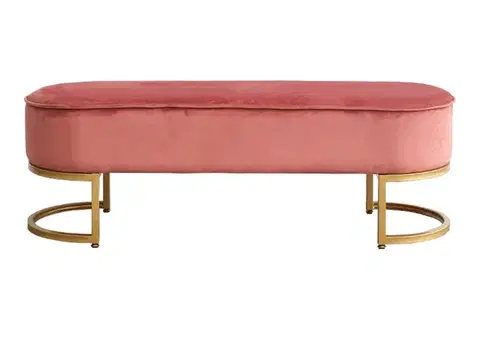 Lavice do predsiene KONDELA Mirila New čalúnená lavica ružová (Velvet) / zlatá