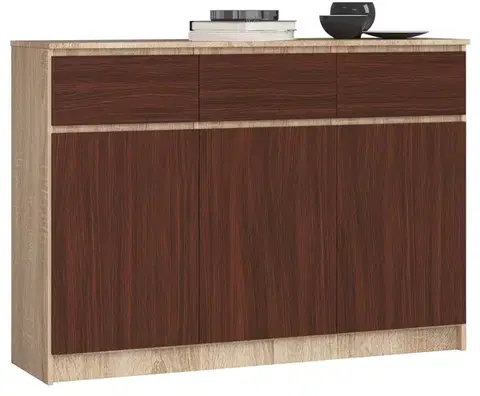 Komody a skrinky Moderná vysoká komoda, LIANA140, dub Sonoma / wenge