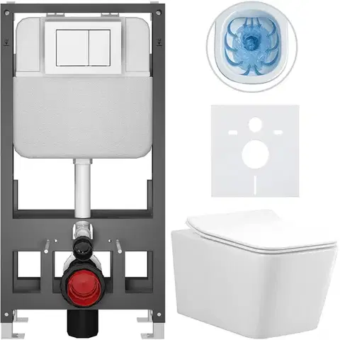 Záchody CERANO - Kompletný WC set Basic/Forte - biela lesklá - WC tlačidlo Maxio/Biela - voľne stojaca - predstenová inštalácia - 51x36 CER-8050BD86122