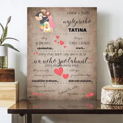Tabuľky s venovaním (darčeky) Darček pre otecka - Personalizovaná tabuľka pre najlepšieho tatina