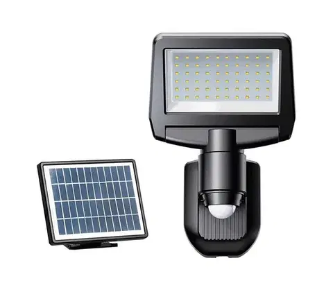 Záhradné lampy Greenlux LED solárny reflektor TOMI LED/10W/7,4V 1800 mAh IP44 čierny s čidlom 