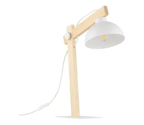 Lampy  Stolná lampa OSLO 1xE27/15W/230V borovica/biela 5347