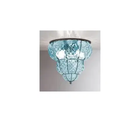 Svietidlá SIRU-Stropné svietidlo CLASSIC 3xE14/40W/230V pr. 25 cm modrá/čierna benátske sklo MC259-020AMB