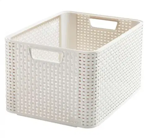 Boxy na skladovanie CURVER - Úložný box imitácia ratanu Style 2 L, krémový
